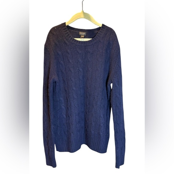 Crewcuts J Crew 100% Cashmere Navy Blue Cable Knit Fisherman sweater. Size 10